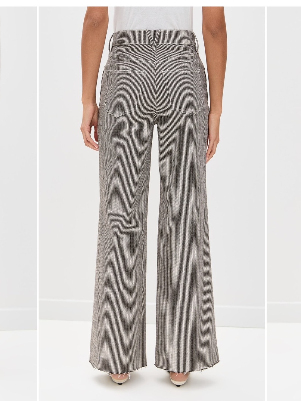 Veronica Beard Taylor Relaxed Wide Leg Striped High-Rise Wide Leg Jeans